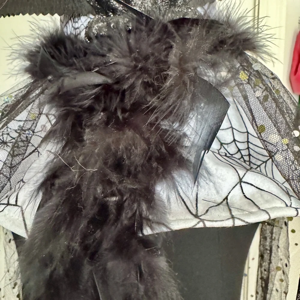 Black and White Witch Hat with Orange Bow